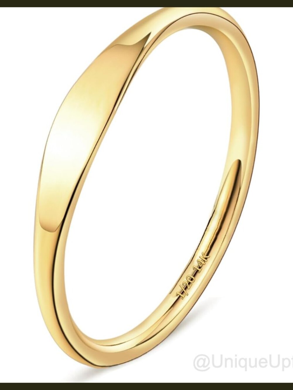 14K Gold Filled Slim Signet Ring Thin Stacking Pinky Ring Dainty Twisted Band